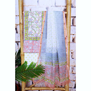 Pink Jaipuri Block Print Suit with Kota Dupatta