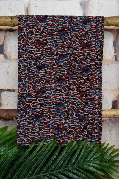 Black-Red Ajrakh with Batik Unstitched Suit - SSEthnics