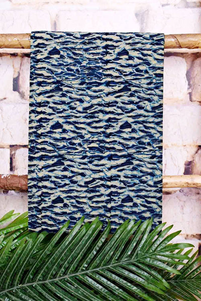 Blue-Green Ajrakh with Batik Unstitched Suit - SSEthnics