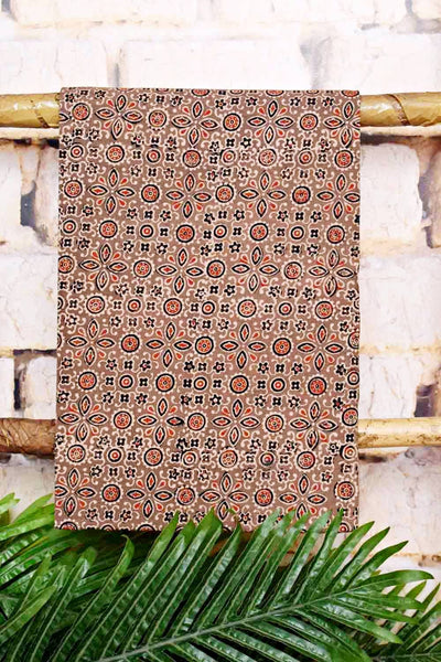 Brown-Red Ajrakh with Batik Unstitched Suit - SSEthnics