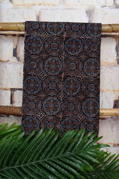 Black-Red Ajrakh with Batik Unstitched Suit - SSEthnics