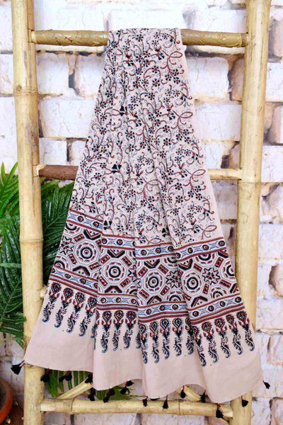 Blue Ajrakh Block Print Cotton Two Piece Suit - SSEthnics