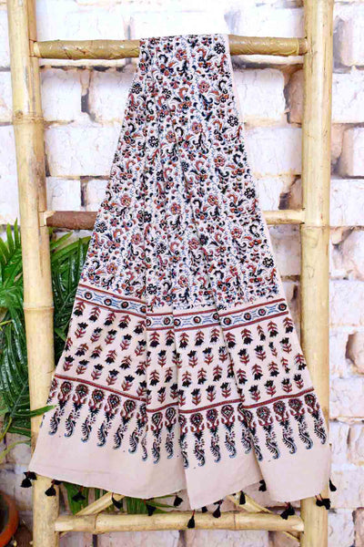 Blue Ajrakh Block Print Cotton Two Piece Suit - SSEthnics