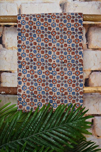 White Ajrakh Block Print Two Piece Set - SSEthnics