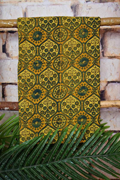 Yellow Ajrakh Block Print Two Piece Set - SSEthnics