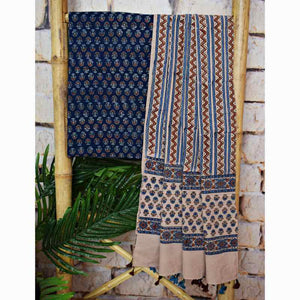 Indigo Ajrakh Block Print Two Piece Set - SSEthnics