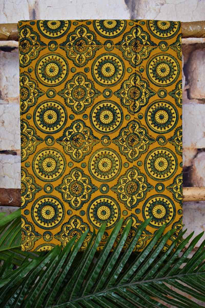 Yellow Ajrakh Block Print Two Piece Set - SSEthnics