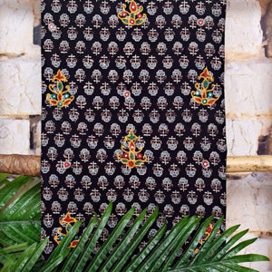 Ajrakh Cotton Suit With Kutch Embroidery - SSEthnics