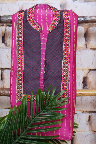 Pink Chanderi Silk Customised Embroidered Set - SSEthnics