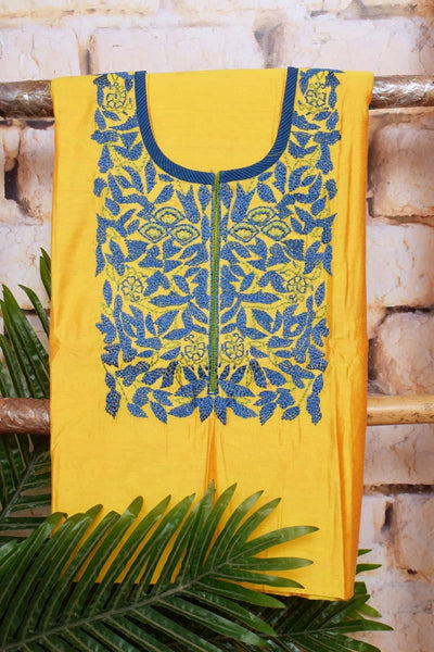 Yellow Chanderi Silk Customised Embroidered Set - SSEthnics