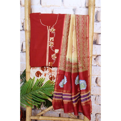 Black Handloom Cotton Embroidered Set - SSEthnics