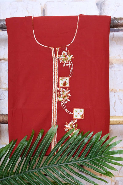 Black Handloom Cotton Embroidered Set - SSEthnics