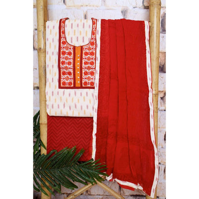 Black Handloom Cotton Embroidered Set - SSEthnics