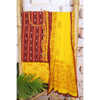 Black Handloom Cotton Embroidered Set - SSEthnics