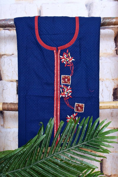 Black Handloom Cotton Embroidered Set - SSEthnics