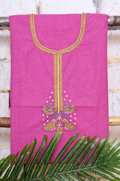 Black Handloom Cotton Embroidered Set - SSEthnics