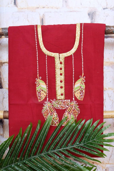 Black Handloom Cotton Embroidered Set - SSEthnics