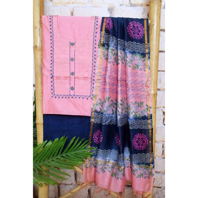 Pink Chanderi Silk Customised Embroidered Set - SSEthnics