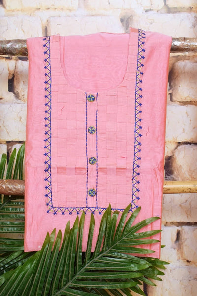 Pink Chanderi Silk Customised Embroidered Set - SSEthnics