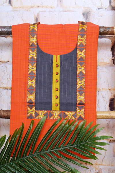 Black Handloom Cotton Embroidered Set - SSEthnics