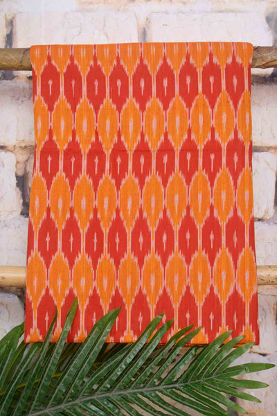Orange Double Ikat Telia Unstitched Suit - SSEthnics