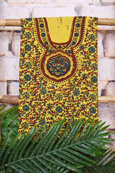 Ajrakh Neck Block Print Cotton Suit - SSEthnics