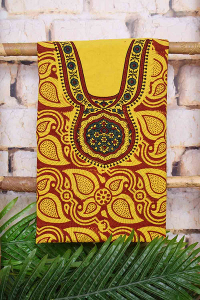 Ajrakh Neck Block Print Cotton Suit - SSEthnics