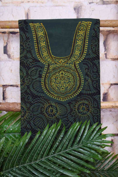 Ajrakh Neck Block Print Cotton Suit - SSEthnics