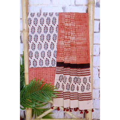 Cream Special Ajrakh Shibori Cotton Suit- SSEthnics