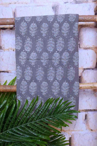 Grey Special Ajrakh Shibori Cotton Suit- SSEthnics
