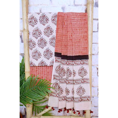 Cream Special Ajrakh Shibori Cotton Suit- SSEthnics