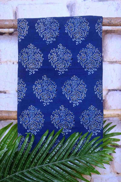 Indigo Special Ajrakh Shibori Cotton Suit- SSEthnics