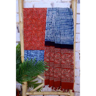 Madder Special Ajrakh Shibori Cotton Suit- SSEthnics