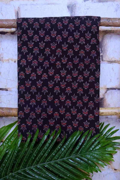 Black Special Ajrakh Shibori Cotton Suit- SSEthnics