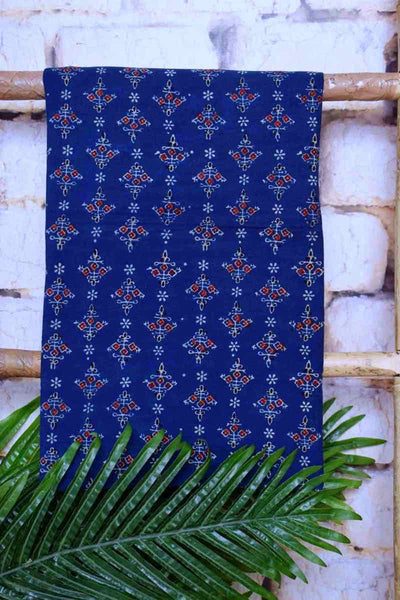 Indigo Special Ajrakh Shibori Cotton Suit- SSEthnics