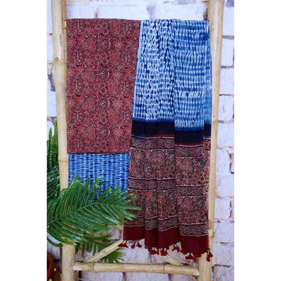Maroon Special Ajrakh Shibori Cotton Suit