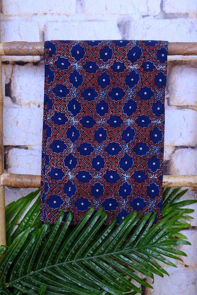 Indigo Special Ajrakh Shibori Cotton Suit- SSEthnics