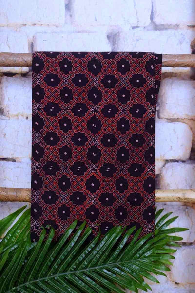 Black Special Ajrakh Shibori Cotton Suit- SSEthnics