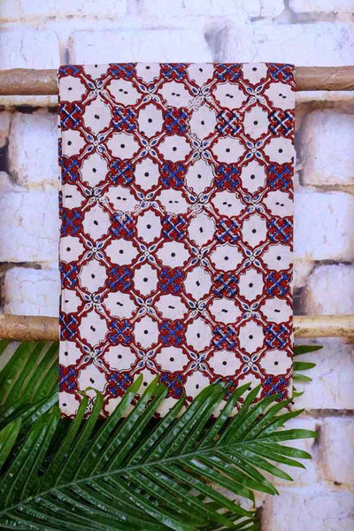 Cream Special Ajrakh Shibori Cotton Suit- SSEthnics