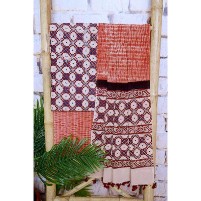 Cream Special Ajrakh Shibori Cotton Suit- SSEthnics