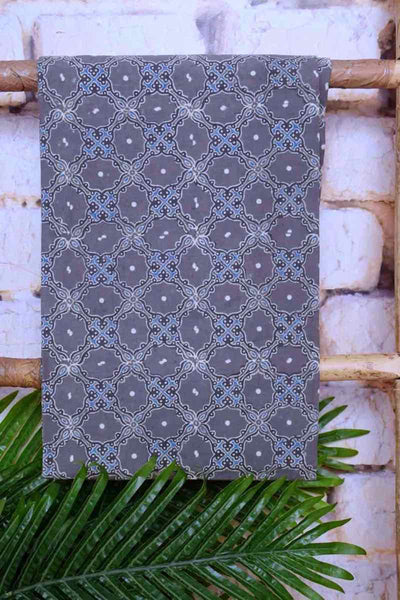 Grey Special Ajrakh Shibori Cotton Suit- SSEthnics