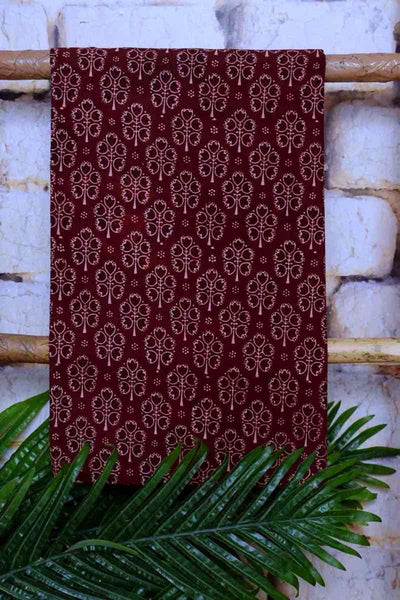 Maroon Special Ajrakh Shibori Cotton Suit- SSEthnics