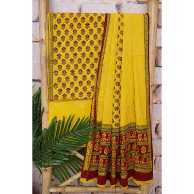 Bagh Cotton Suit with Bandhani - SSEthnics