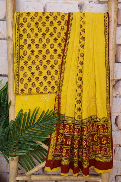 Bagh Cotton Suit with Bandhani - SSEthnics