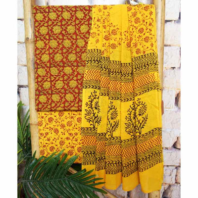 Bagh Cotton Suit with Cotton Dupatta - SSEthnics