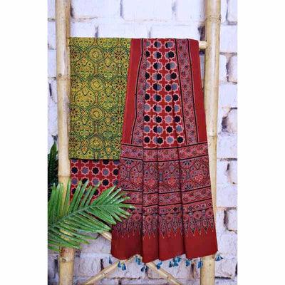 Ajrakh Triple Block Cotton Suit - SSEthnics