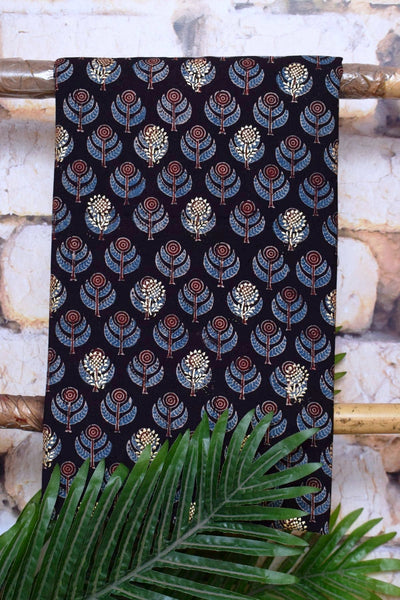 Black Ajrakh Block Print Cotton Suit with Gold Block