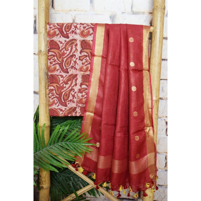 Pink Vanaspati Cotton Suit with Linen Dupatta