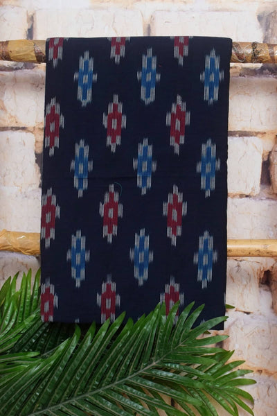 Navy Blue Ikat Two Piece Set with Linen Dupatta