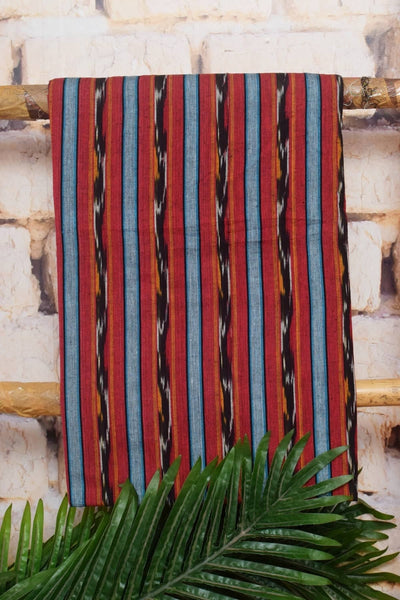 Maroon Ikat Two Piece Set with Linen Dupatta